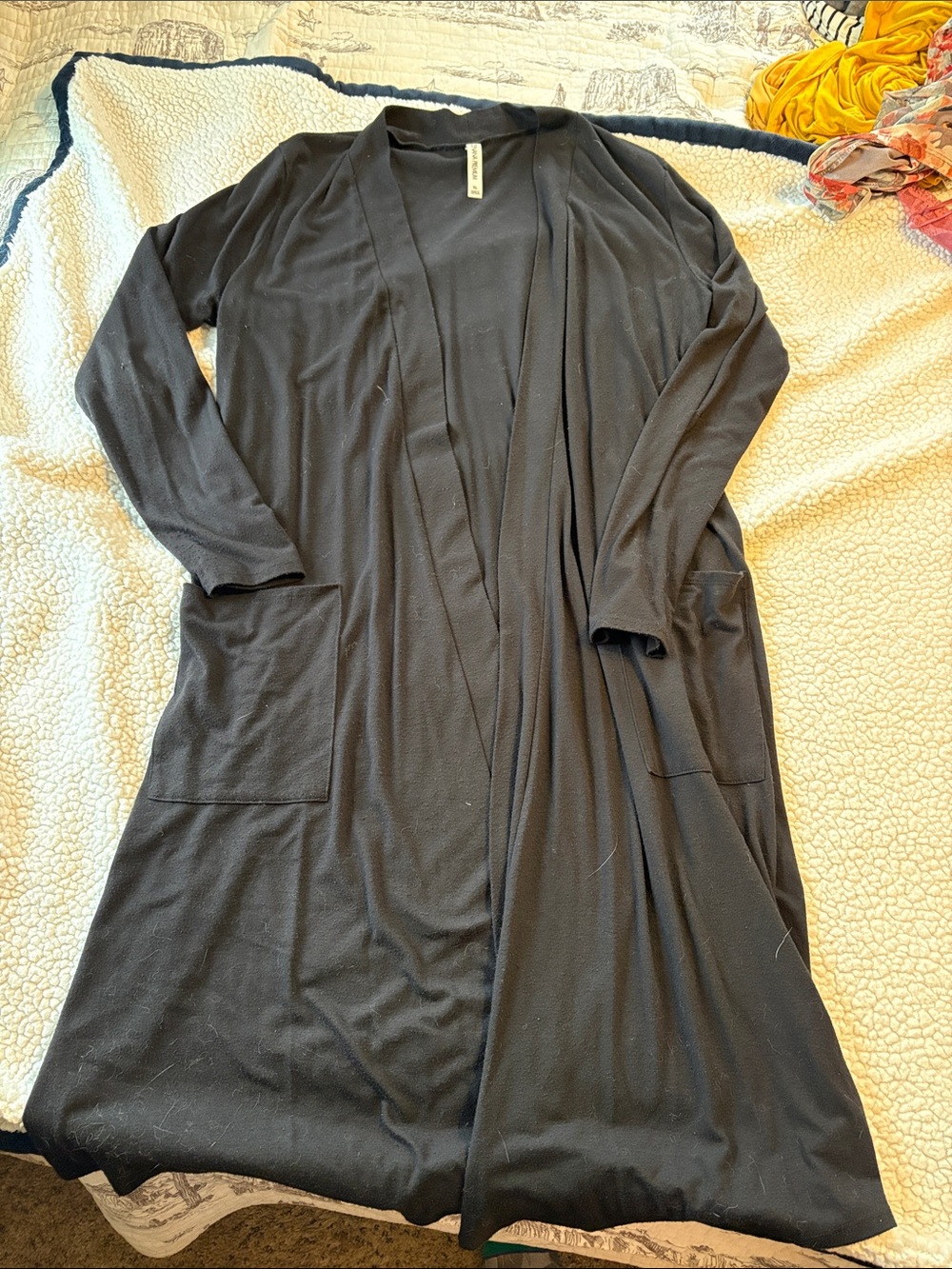 Women's Black Long Open-Front Duster Cardigan